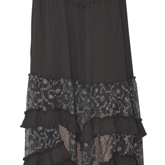 Free People Ashlyn Maxi Skirt Mid-Rise Tiered Ruffle Embroidered New XL - Picture 3 of 6